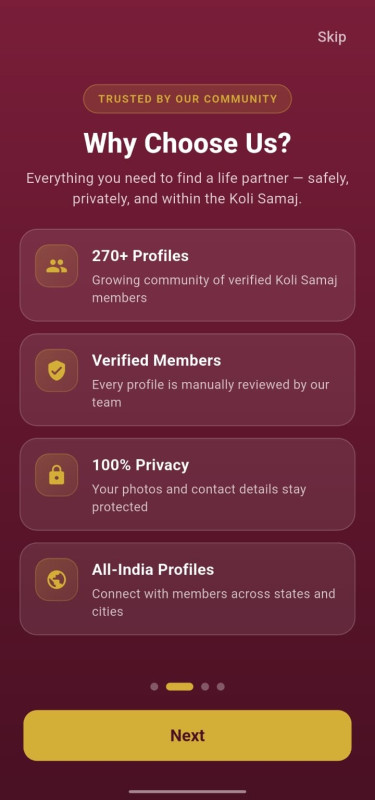 App Preview — Koli Samaj Matrimony