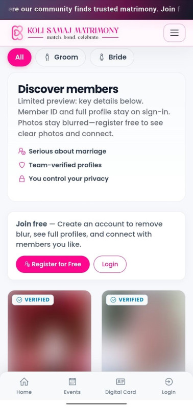 App Preview — Koli Samaj Matrimony